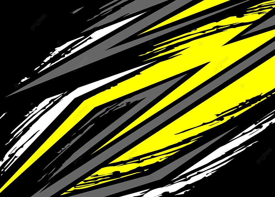 Racing Stripes With Black White Grey Yellow And Red Background Free Vector, Abstract, Jersey, Carwrap
